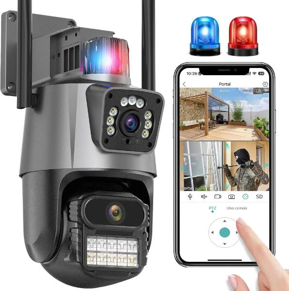 Detección Inteligente y Alertas Sonoras - CAMARA IP ALARMA DOBLE LENTE CON APP PARA TELÉFONO