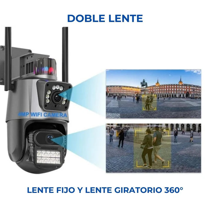Detección Inteligente y Alertas Sonoras - CAMARA IP ALARMA DOBLE LENTE CON APP PARA TELÉFONO